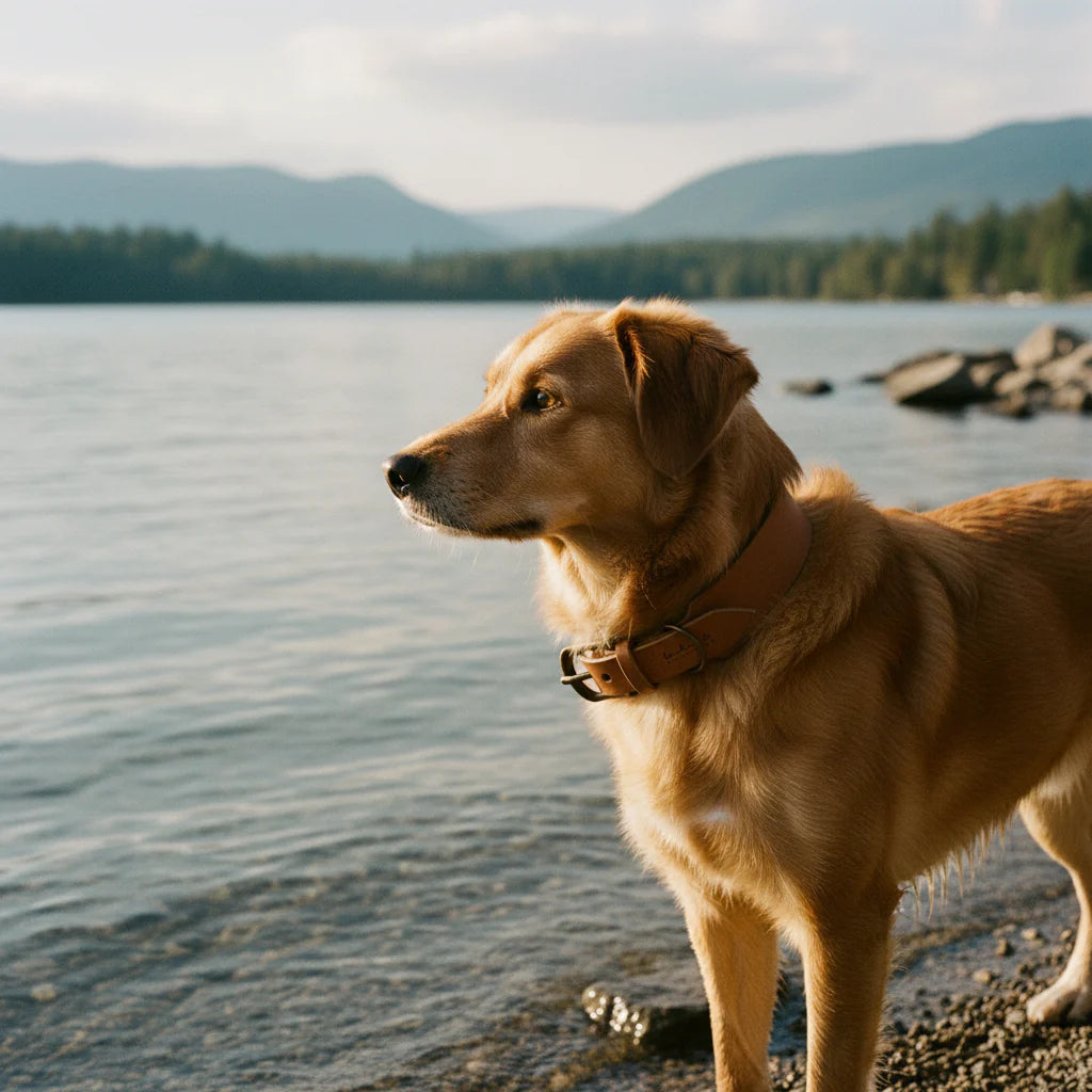 Lederhalsband 'Waldgeist' Cognac
