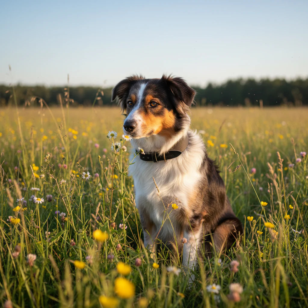 Lederhalsband 'Waldgeist' Schwarz