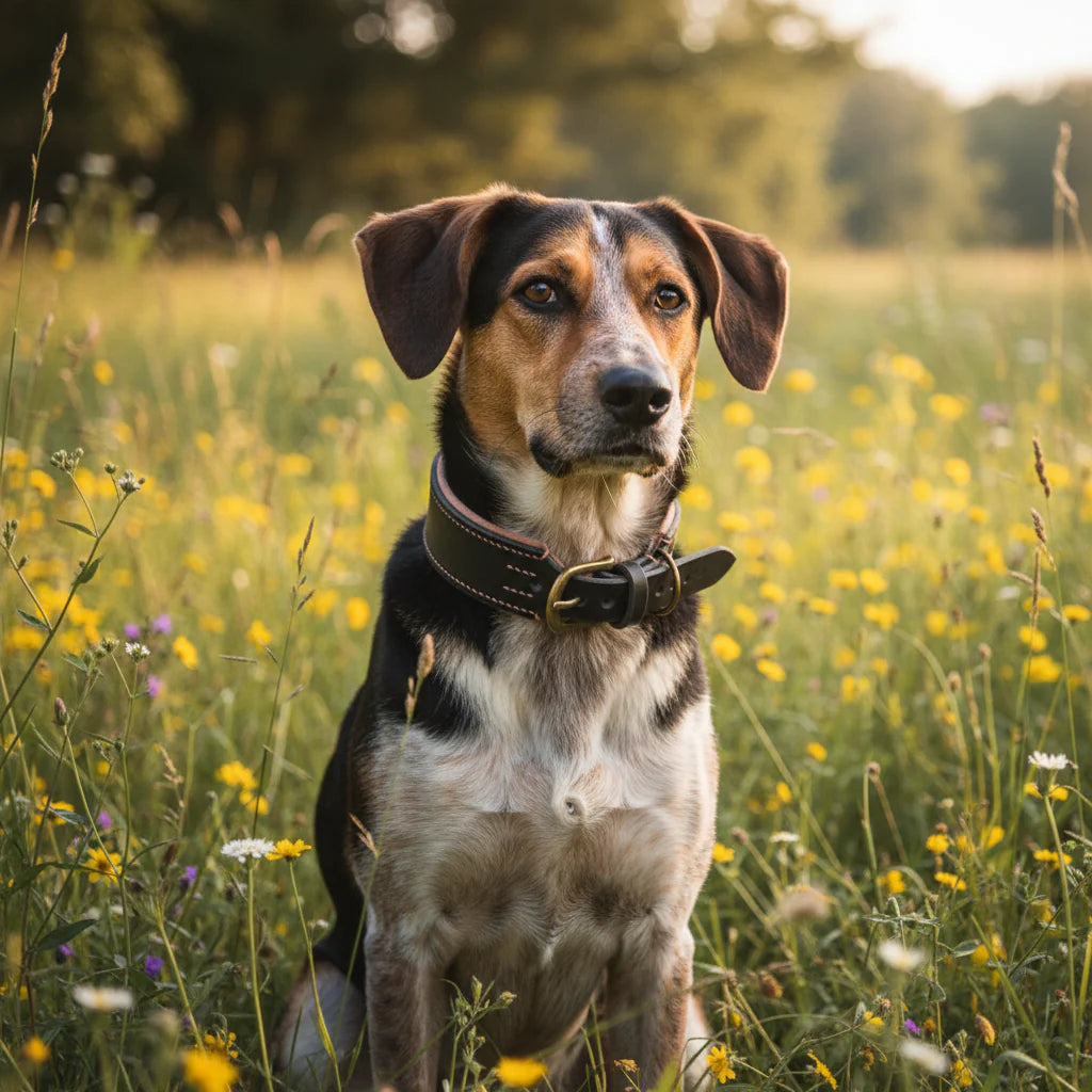 Lederhalsband 'Wildfang' Schwarz