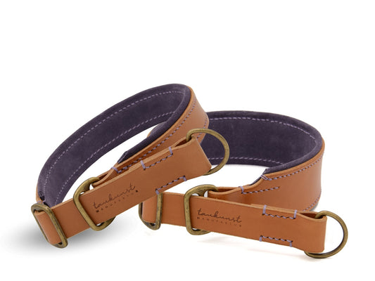 Zugstopp-Lederhalsband 'Wildfang' Cognac
