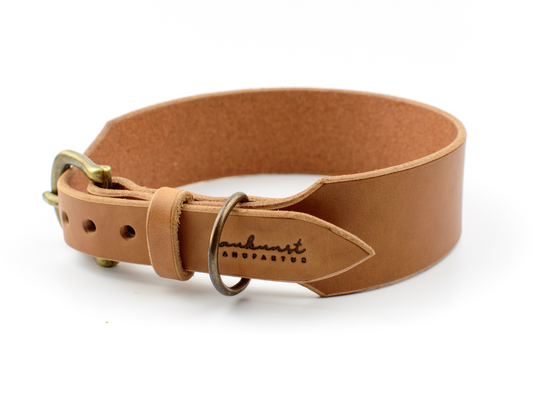 Breites Halsband Viola für Hunde aus Leder in Cognac